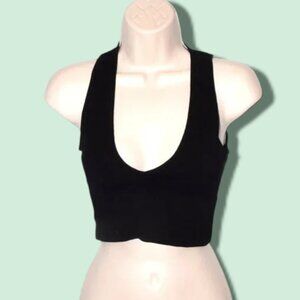 NWT ANWND Crop Tank Top Plunge Neckline Black